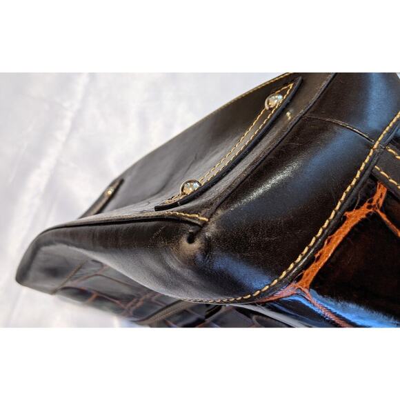 Dooney & Bourke Dillen Crocodile Bag Double Pocket Leather Satchel Reptile - Picture 12 of 14